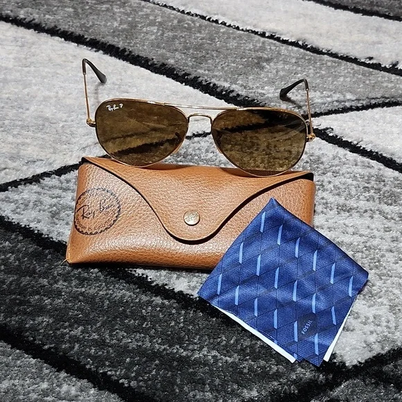 UNISEX RAY BAN AVIATOR GRADIENT METAL MATTE GOLD BROWN LENSES & CASE PRI… - Picture 1 of 12